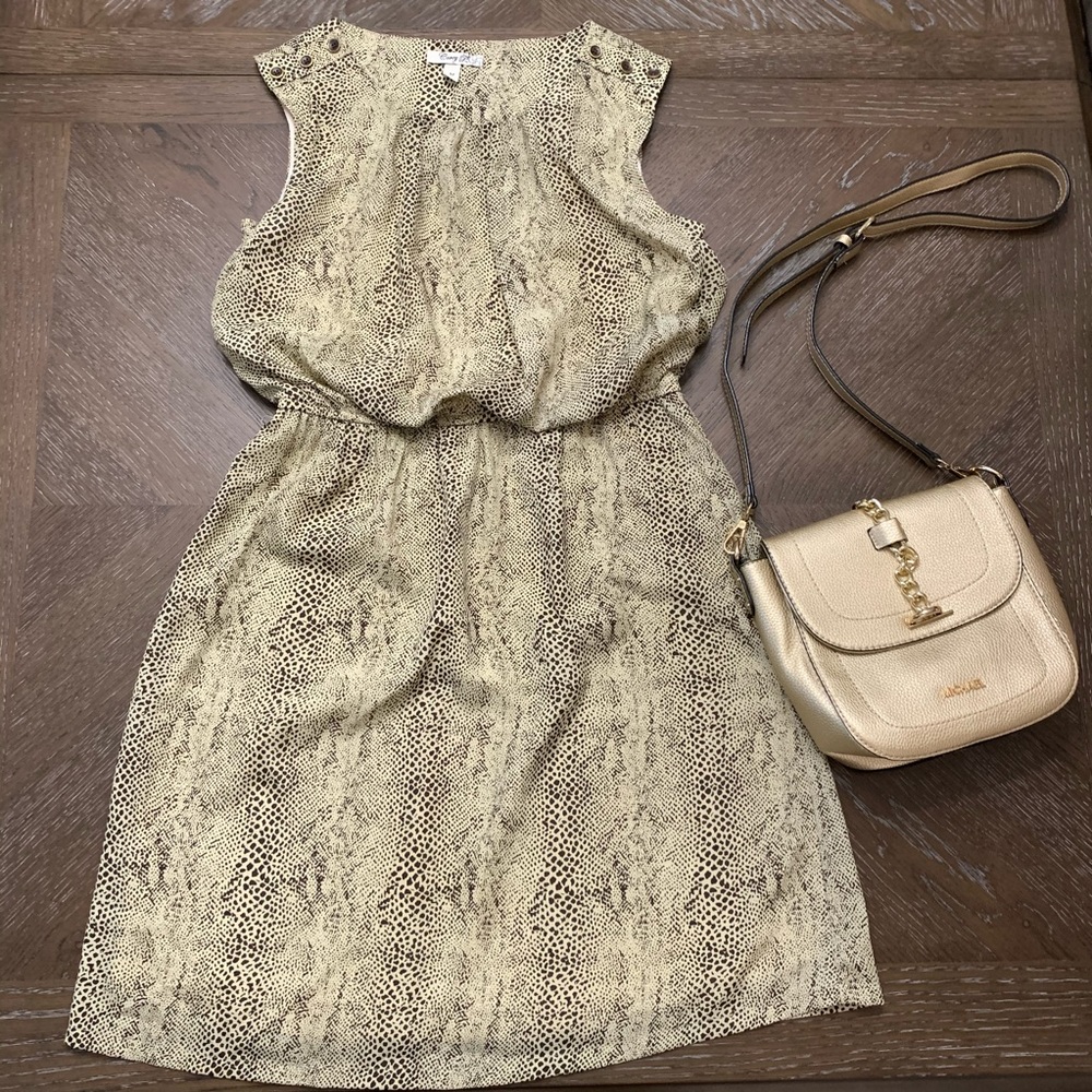 Cory P sleeveless beige snakeskin print dress M